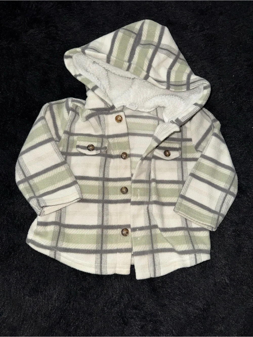 PL Baby Sherpa Lined Hooded Plaid Shacket 12M